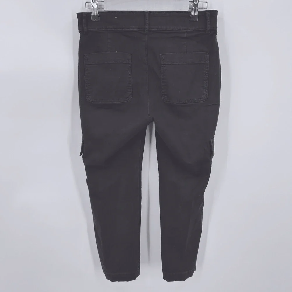 LOFT Outlet Petite Charcoal Straight Crop Cargo Pants Womens 4P Utility‎ Stretch